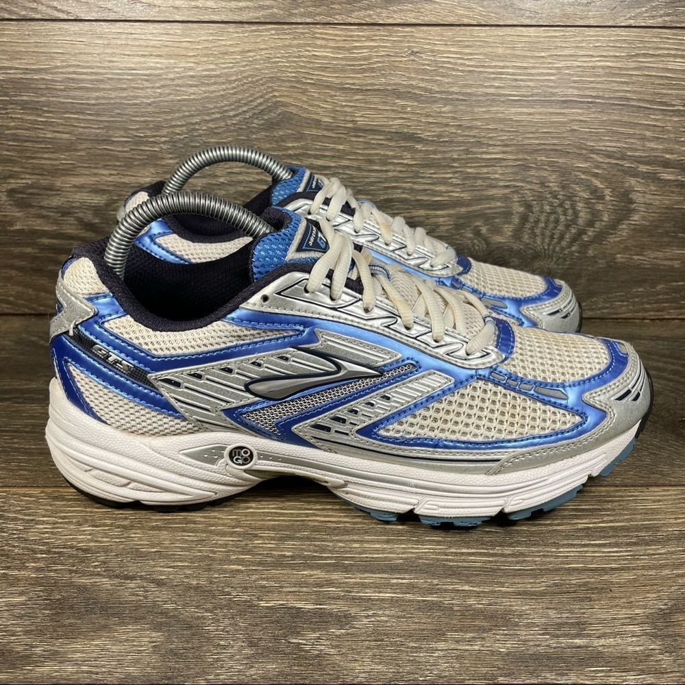 Brooks Adrenaline GTS 8 White Silver Blue Running Shoes (42224491) Women's 10